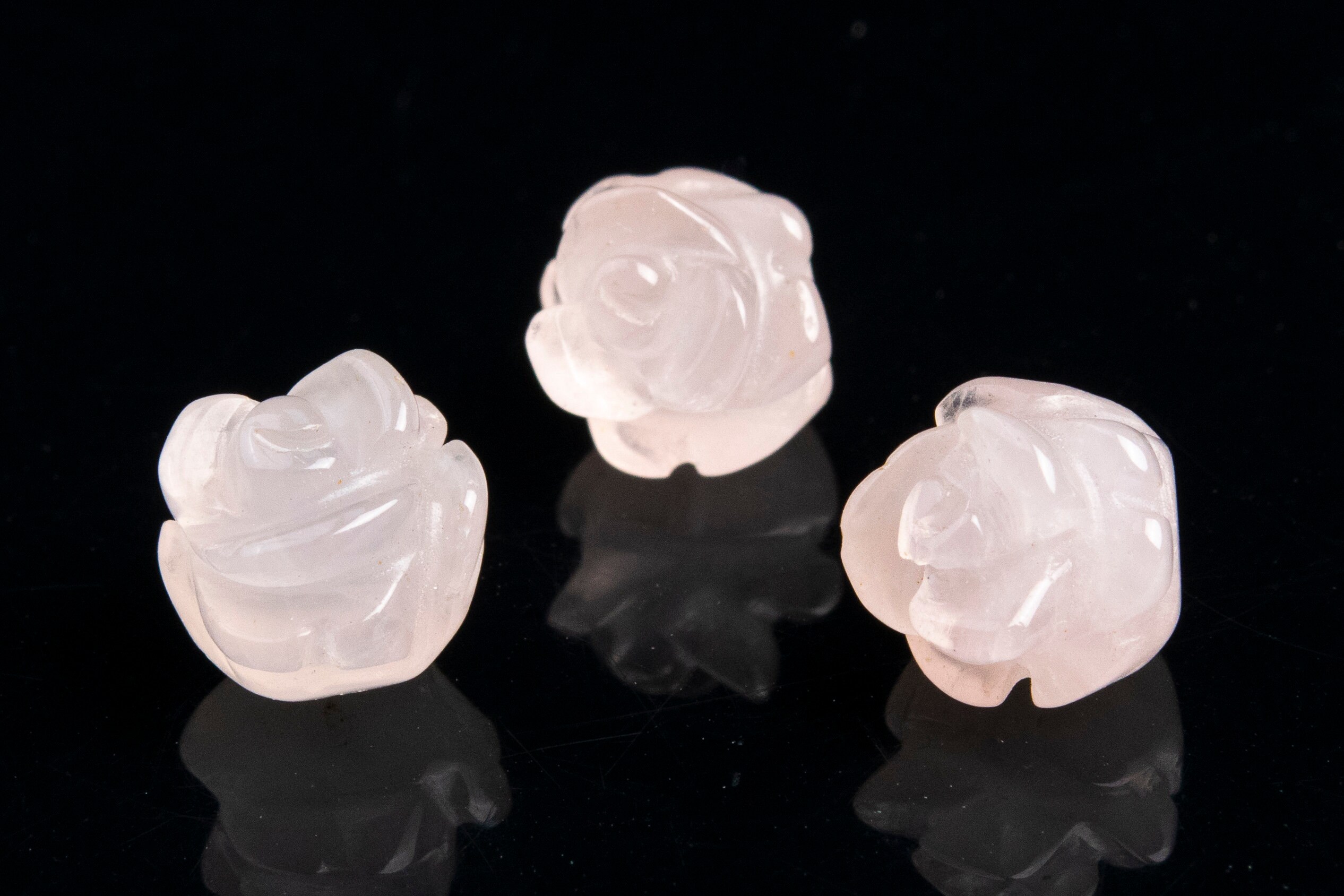 5 Pcs - 8mm Rose Quartz Beads Grade Aaa Genuine Natural Rose Carved Gemstone Flower Beads (112571)