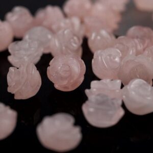 8mm Rose Quartz Gemstone Carved Rose Flower Beads Bulk Lot 5,10,20,30,50 (80008796-002)