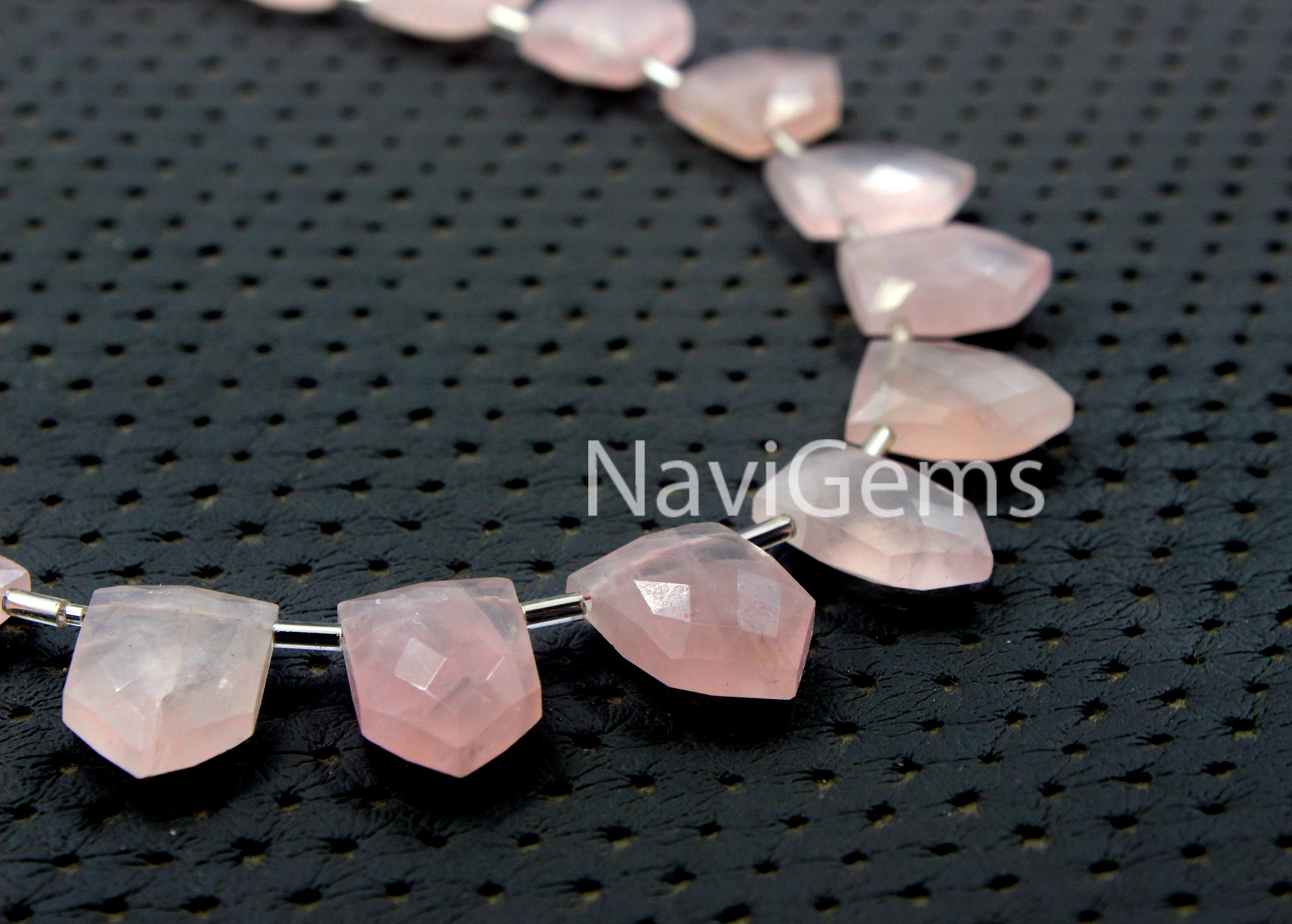 Rose Quartz Briolette Beads: 21 Faceted Pentagon Gemstone Beads (11x16-12x18 Mm)