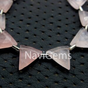 Faceted Rose Quartz Triangle Beads: Aaa Pink Gemstone Strand