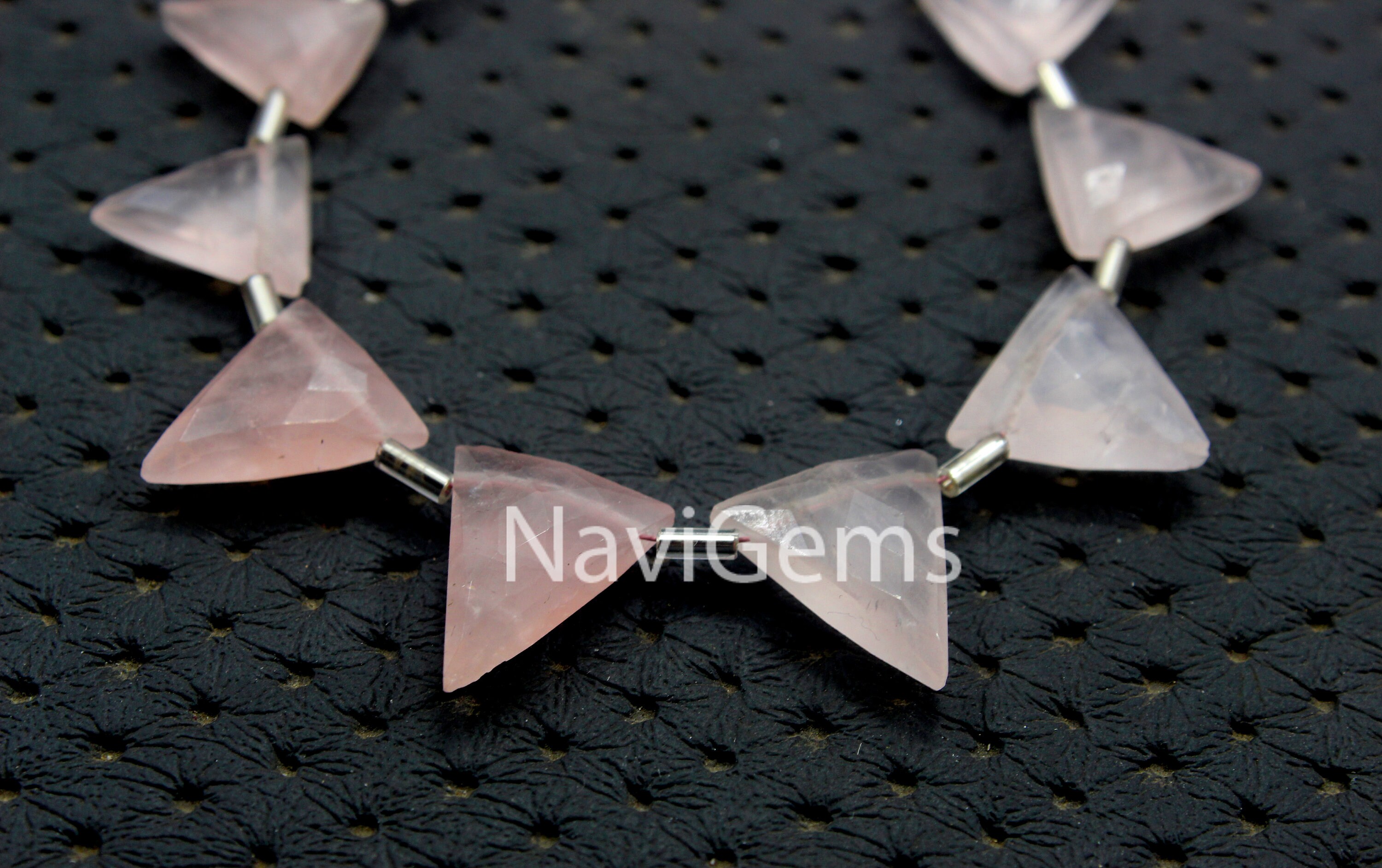 Faceted Rose Quartz Triangle Beads: Aaa Pink Gemstone Strand