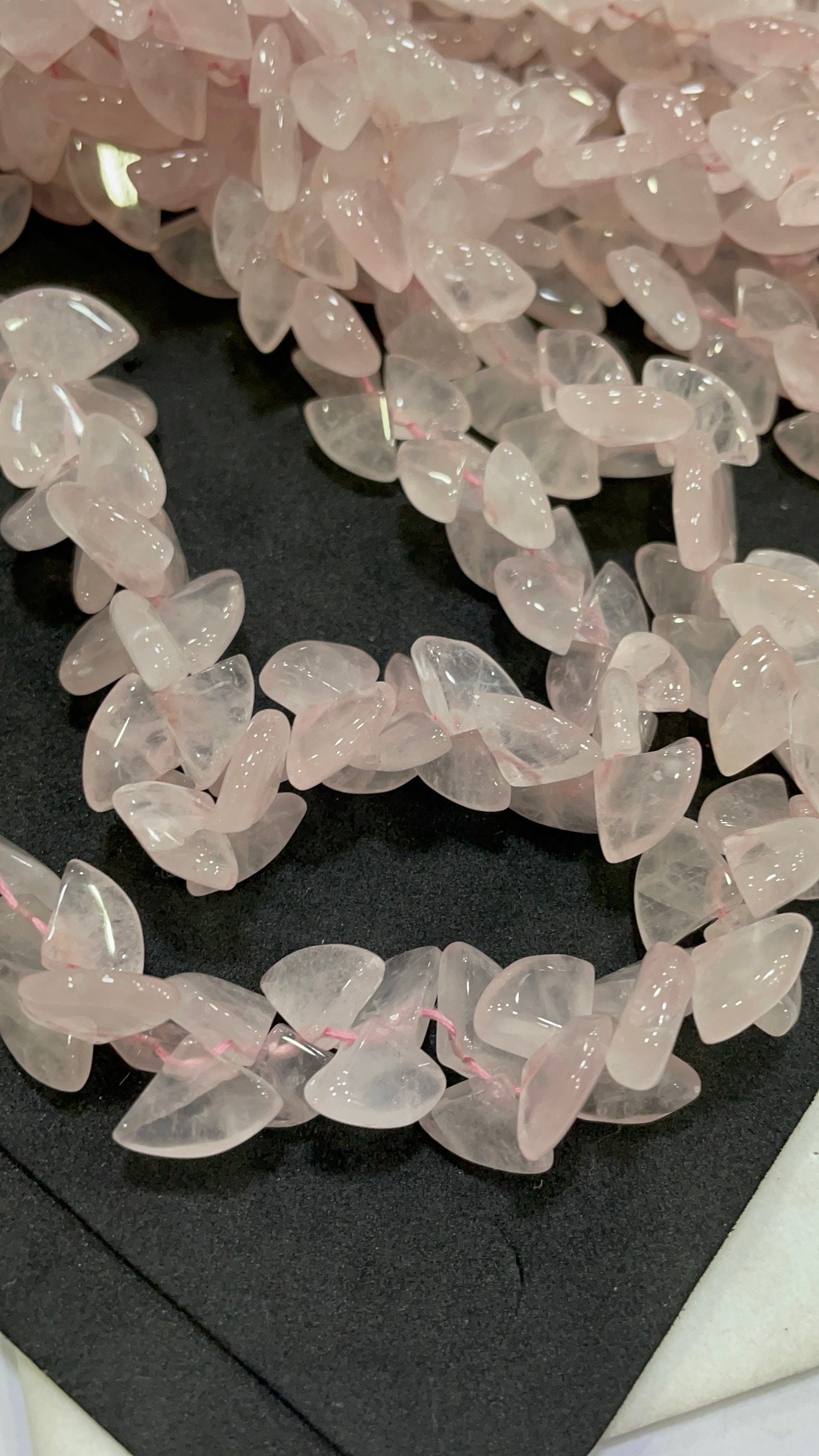 Natural Rose Quartz 7/10-12/18 Mm Fan Shaped Smooth Graduated 16 Inches Strand Beads Superb Item At Low Price For Sale, Loose Craft Beads