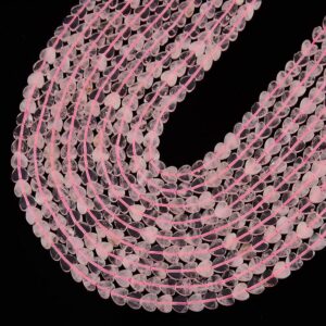Natural Rose Quartz Gemstone Carved Love Heart 6mm Loose Beads (d642)