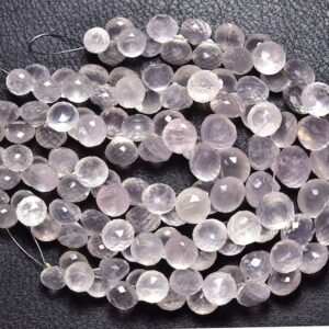 Rose Quartz Onion Beads - 7 Inches,beautiful Natural Rose Quartz Faceted Onion Briolettes,size Is 8-10mm #123