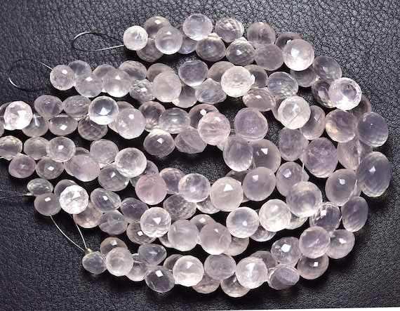 Rose Quartz Onion Beads - 7 Inches,beautiful Natural Rose Quartz Faceted Onion Briolettes,size Is 8-10mm #123