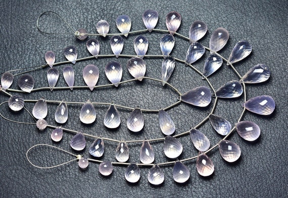 Super Quality Rose Quartz Teardrop Beads - 7 Inches - Beautiful Natural Rose Quartz Faceted Teardrop Briolette -size Is 6x9 - 9x16 Mm #2592
