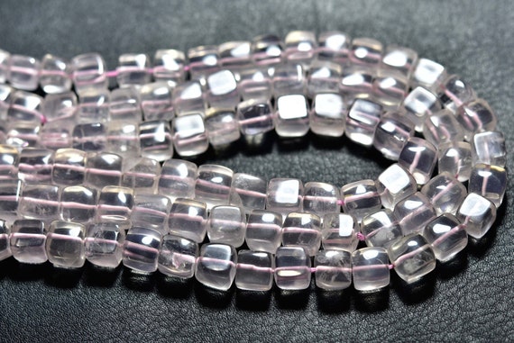 Super Quality - Rose Quartz Smooth Cube Beads - 10 Inches,natural Amazing Rose Quartz Smooth Cube,box Briolettes,size Is 7-9mm #788