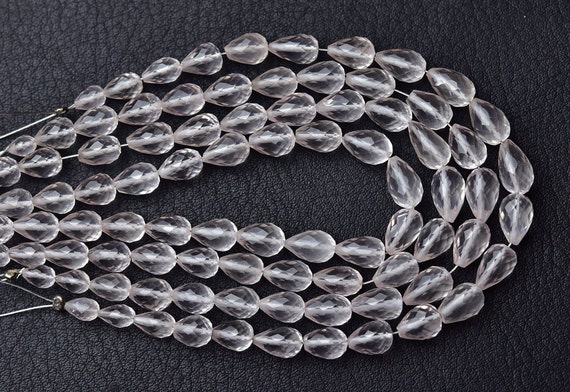 Superb Quality Rose Quartz Teardrop Beads - 7 Inches - Beautiful Natural Rose Quartz Faceted Teardrop Briolettes -size Is 4x6- 5x9mm #2258