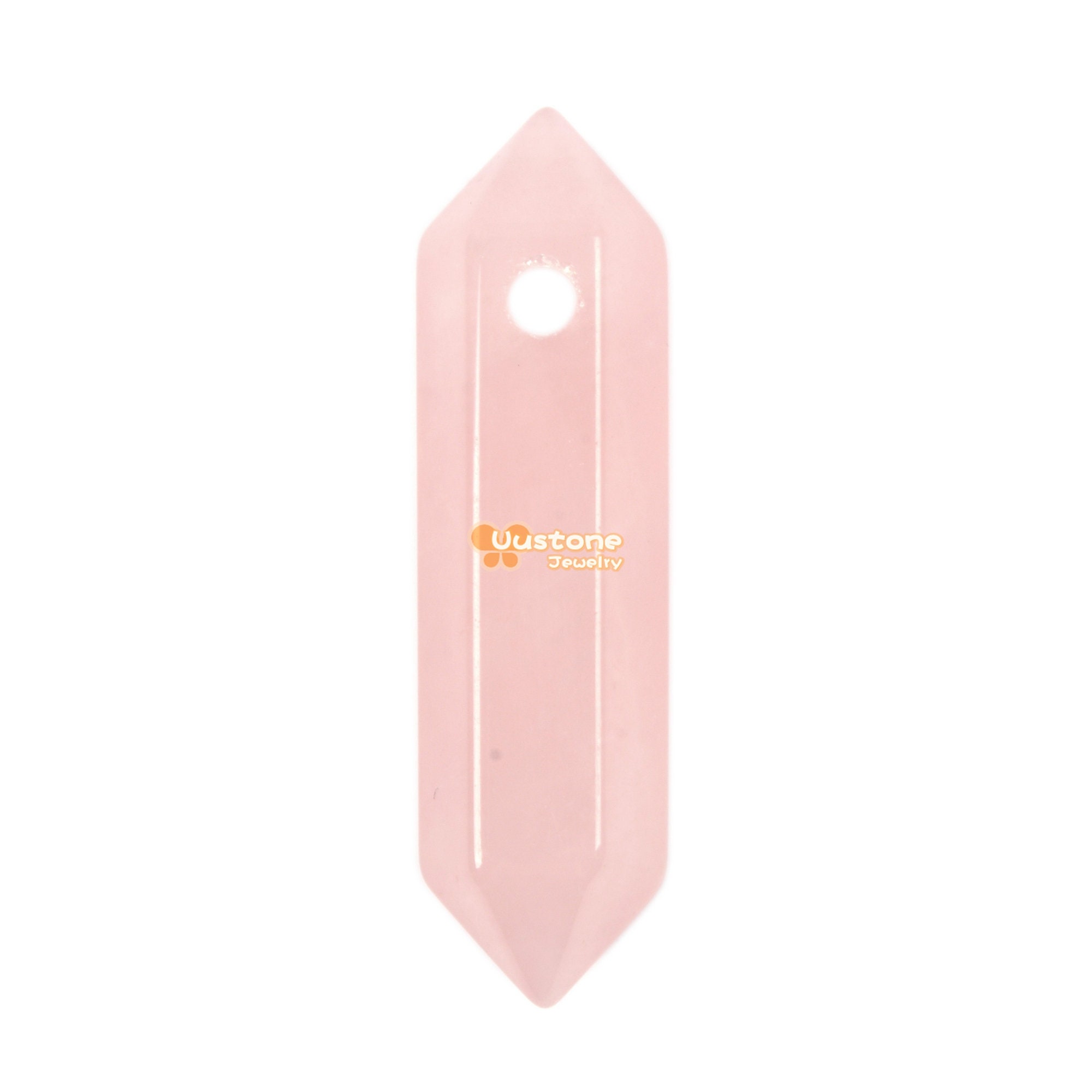 Rose Quartz Crystal Healing Hexagonal Point Pendant Focal Bead (2mm Hole Drilled) Rose Quartz Crystal Healing Hexagonal Point Pendant Focal Bead (2mm Hole Drilled)