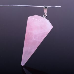 g2233 Rose quartz crystal healing point hexahedron geometric point Reiki pendant focal bead 35mm