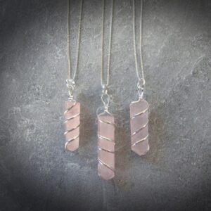 Rose Quartz Gemstone Point On Silver Chain • Pink Stone Spiral Point Pendant • Crystal Point Layering Necklace • Gift For Crystal Lover