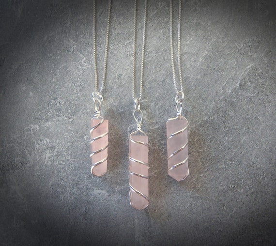 Rose Quartz Gemstone Point On Silver Chain • Pink Stone Spiral Point Pendant • Crystal Point Layering Necklace • Gift For Crystal Lover Rose Quartz Gemstone Point On Silver Chain • Pink Stone Spiral Point Pendant • Crystal Point Layering Necklace • Gift For Crystal Lover