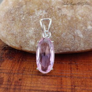 Rose Quartz Gemstone Pendant: Sterling Silver Healing Necklace
