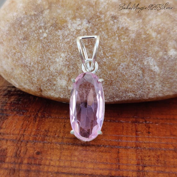 Rose Quartz Gemstone Pendant: Sterling Silver Healing Necklace