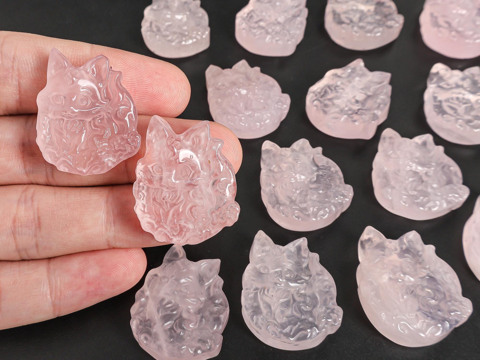 Grade Aa Pink Fox Rose Quartz Pendant Natural One Of A Kind Gemstone Necklace