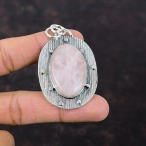 Handmade Rose Quartz Pendant: 925 Sterling Silver Gemstone Jewelry