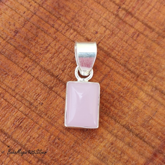 Handmade Rose Quartz Pendant: 925 Sterling Silver Gemstone Necklace Handmade Rose Quartz Pendant: 925 Sterling Silver Gemstone Necklace