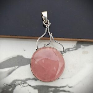Handmade Rose Quartz 925 Sterling Silver Pendant