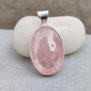 Handmade Rose Quartz Pendant Necklace: 925 Sterling Silver