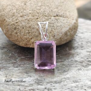 Handmade Rose Quartz Sterling Silver Pendant Necklace