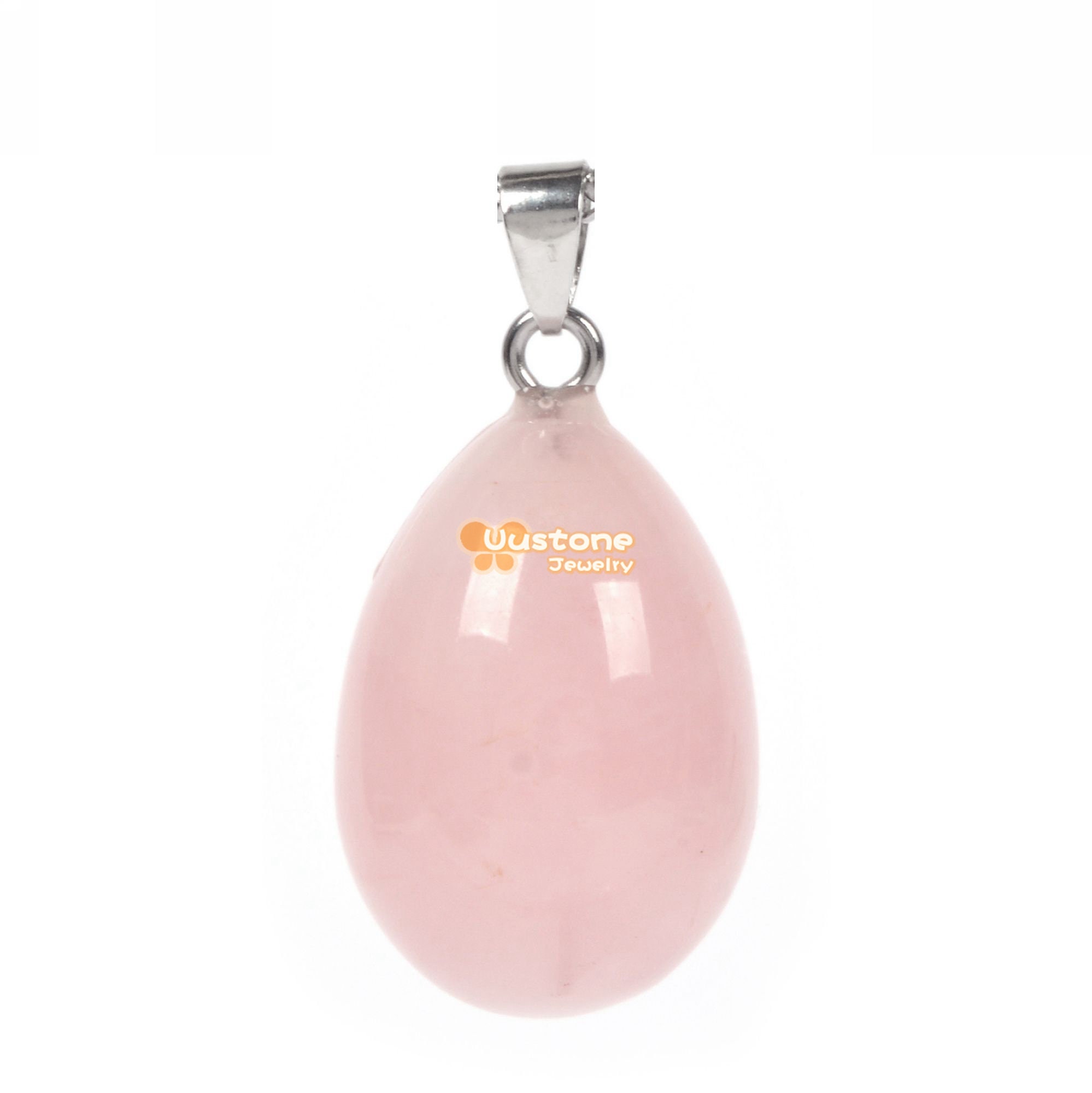 Natural Rose Quartz Carved 30mm Egg Shape Pendant Bead Jewelry Making Diy