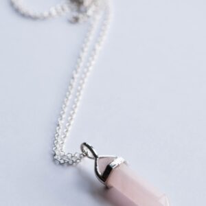 Rose Quartz Necklace, bullet Pendant Necklace, point Pendant Necklace, natural Stone Necklace, boho, healing Crystal Necklace, gifts Under 20