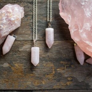 Rose Quartz Necklace Rose Quartz Pendant Jewellery Sterling Silver Crystal Healing Birthday Unique Gift July Cancer Leo Zodiac