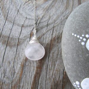 Rose Quartz Necklace: Wire Wrapped Gemstone Pendant