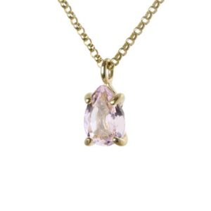Rose Quartz Pear Pendant · Long Custom Pink Necklace · Self Love Gemstone Necklace · Dainty Pear Pink Rose Necklace For Girlfriend