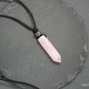 Rose Quartz Pendant: Point Necklace, Unisex Love Crystal Amulet, Taurus Birthstone, Heart Chakra Jewelry