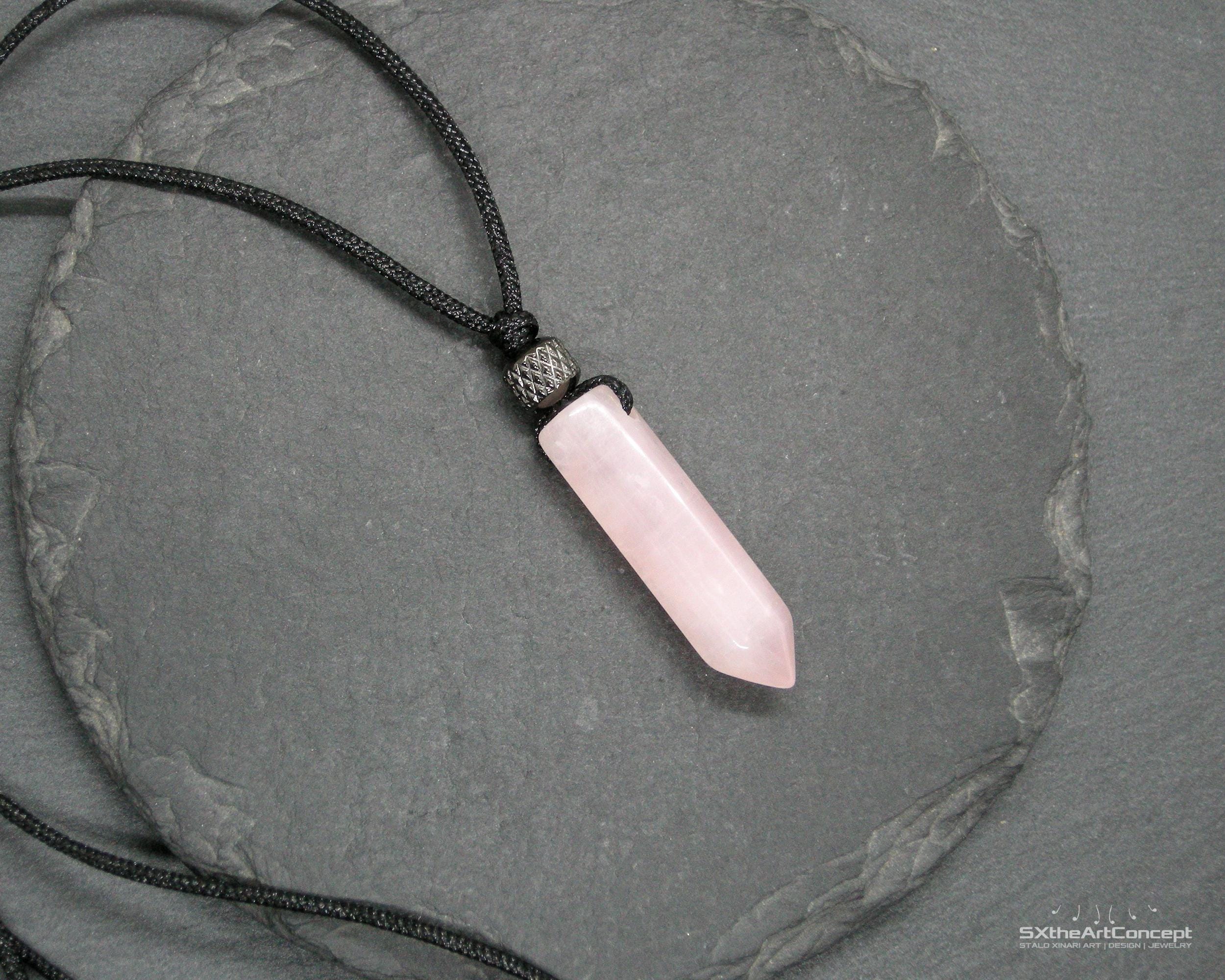 Rose Quartz Pendant: Point Necklace, Unisex Love Crystal Amulet, Taurus Birthstone, Heart Chakra Jewelry