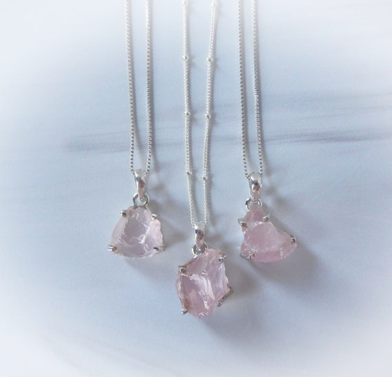 Raw Rose Quartz Necklace, Rose Quartz Pendant, Raw Quartz Necklace, Raw Crystal Jewelry, Natural Rose Quartz,pink Stone, Gemstoneappeal, Gsa