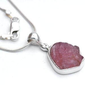 Raw Rose Quartz Pendant: Sterling Silver Healing Crystal Necklace