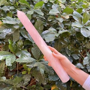 15.7" Super Long Rose Quartz Point Wand Madagascar Rose Quartz Crystal Tower Point Extra Long Rose Quartz Healing Love Stone Cd-l04 Ob