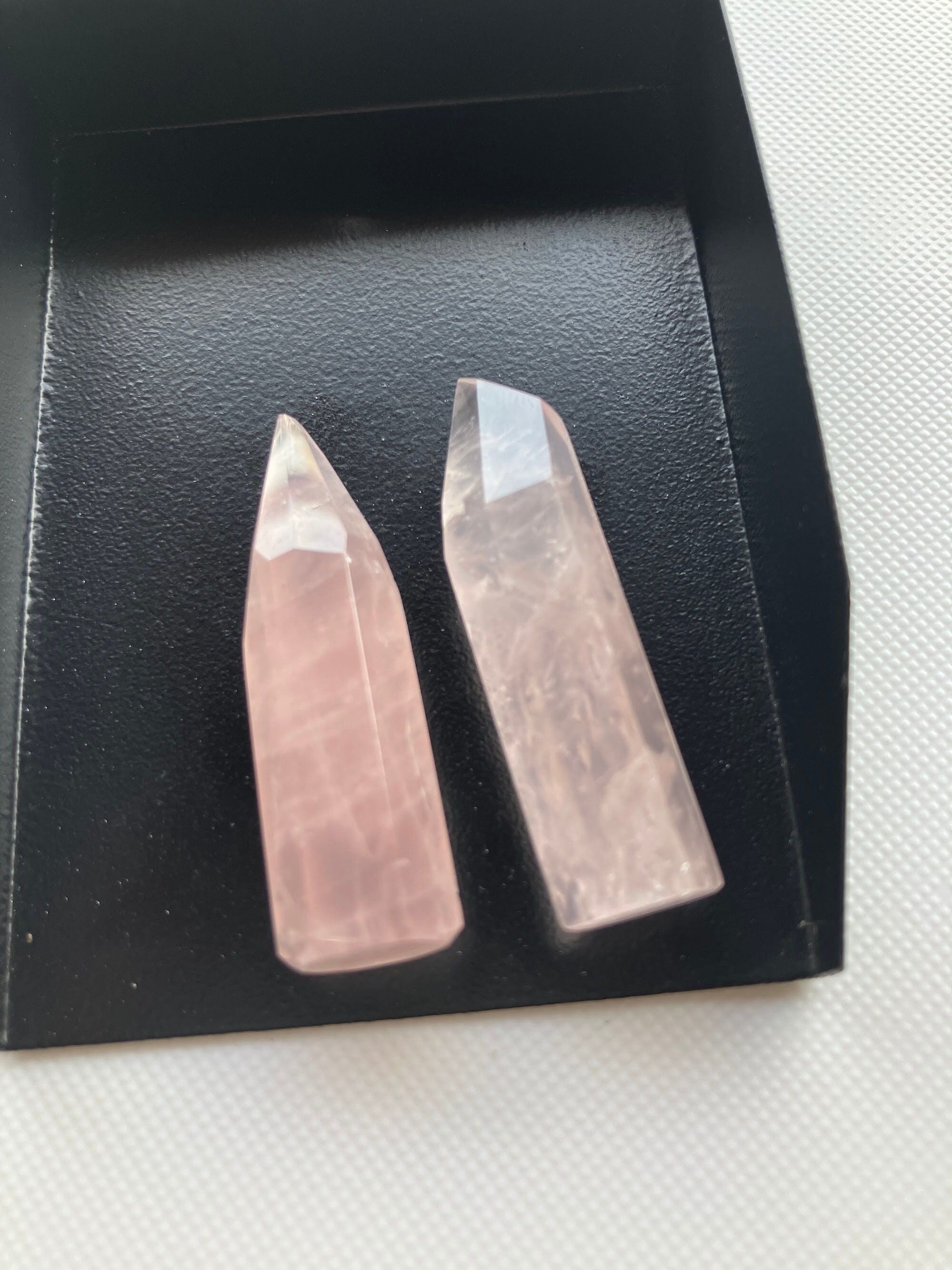 2 Pieces 40x10mm Rose Quartz Pink Gemstone Points, Rose Quartz Crystal Pencil Shaped Gemstone For Making Jewelry, Gds2274/33