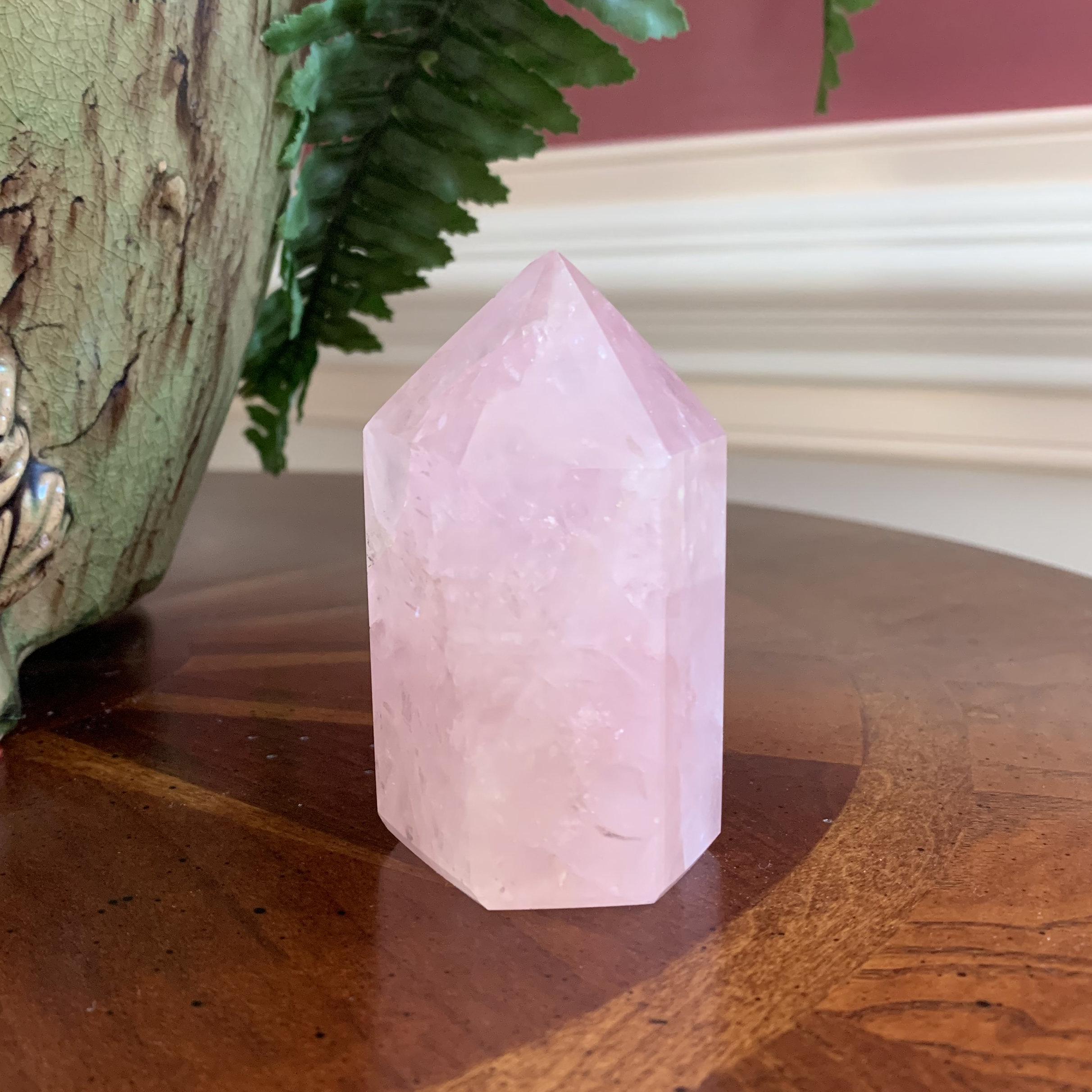 3.1" Rose Quartz Crystal Point - Polished Natural Crystal - Stone Tower - Healing Crystal - Meditation Crystal - Display - 223g