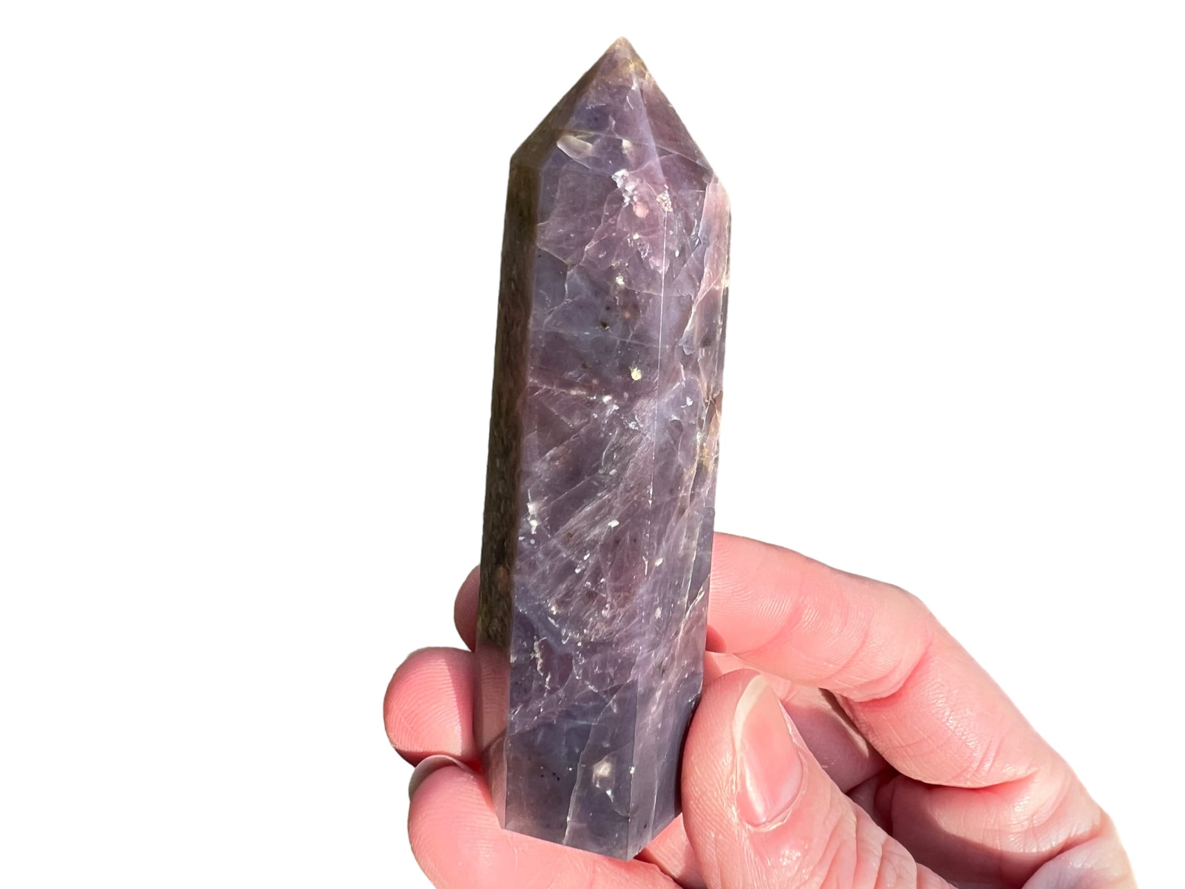 3.4 In Star Lavender Rose Quartz Tower, Asterism Crystal Point, Dark Pink Red Purple #2