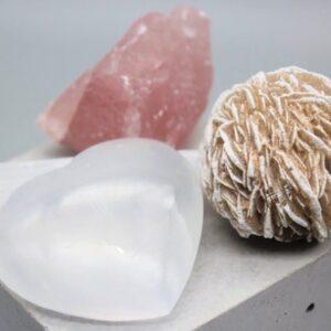 Beginner Crystal Set: Selenite Wand, Rose Quartz, Desert Rose