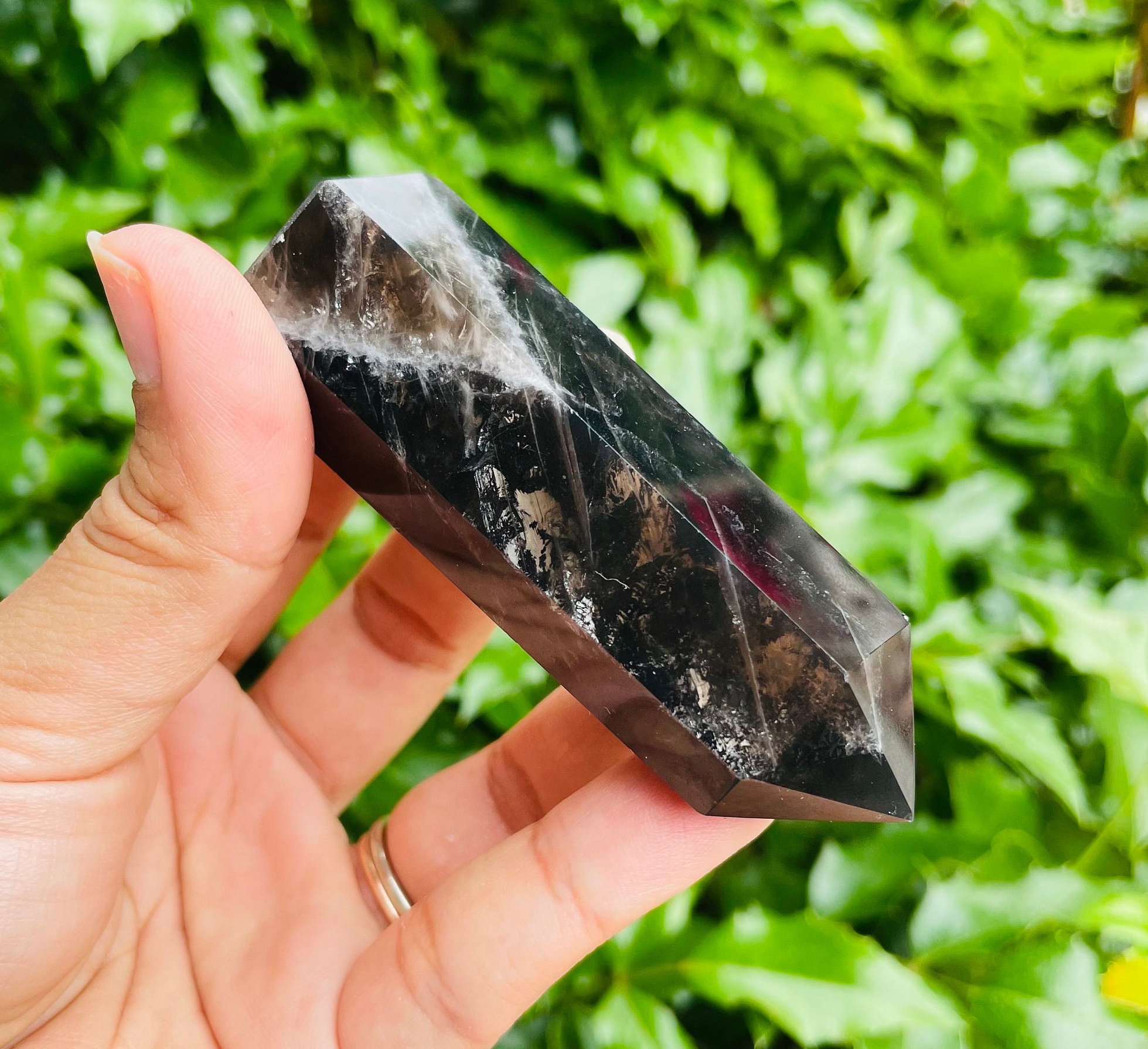 Black Rose Quartz Crystal Point Tower (99.1g)