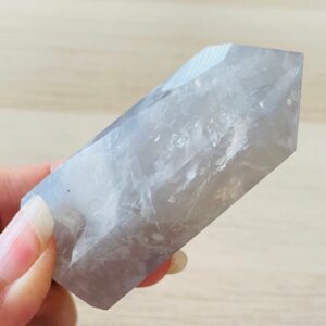 Blue Rose Quartz Crystal Point Tower: Light Blue Gray Gemstone (106.5g, 70x33 Mm)