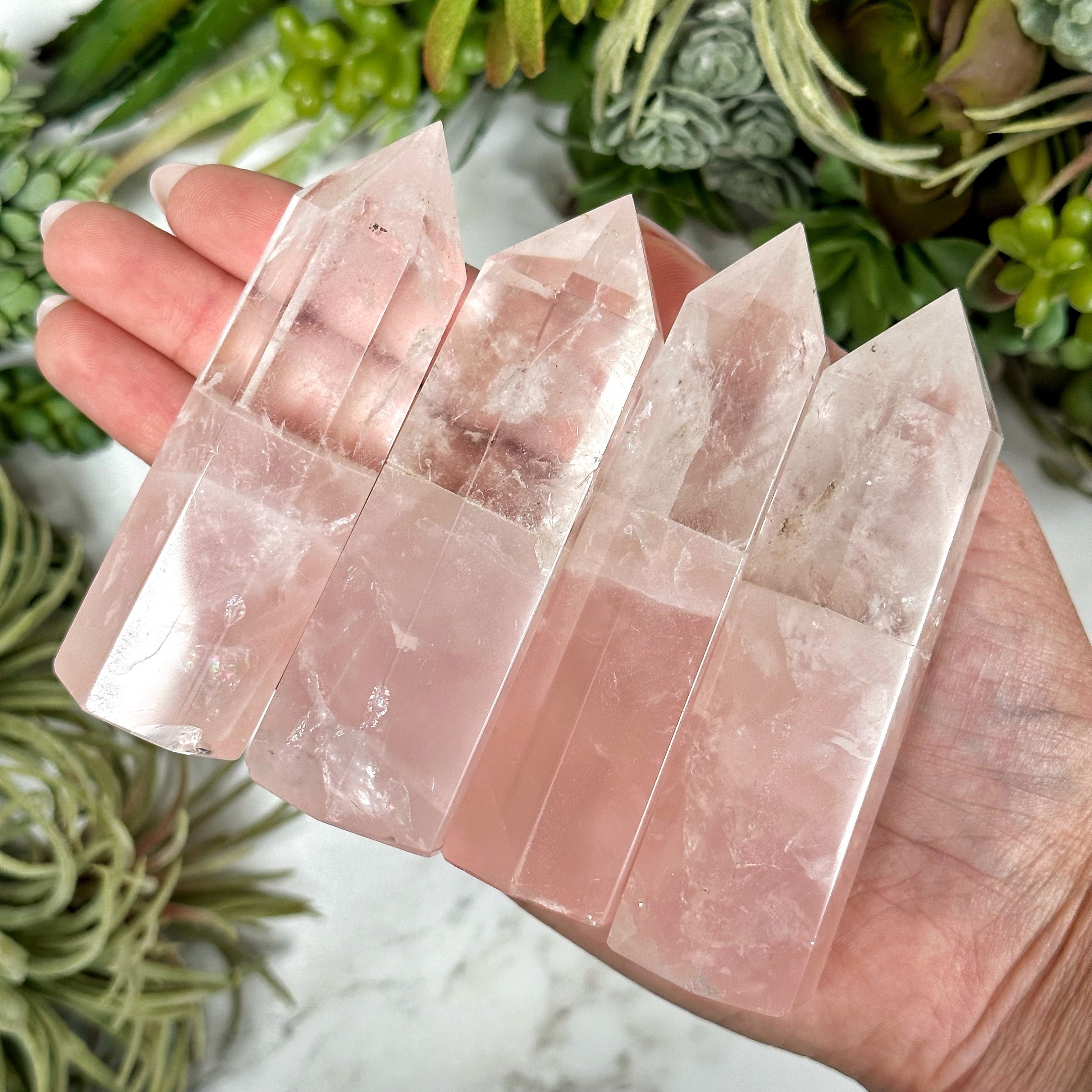 Clear To Rose Quartz Point | S, L | - (polished Pink Crystal Tower, Heart Chakra, Healing Stone, Love) Clear To Rose Quartz Point | S, L | - (polished Pink Crystal Tower, Heart Chakra, Healing Stone, Love)