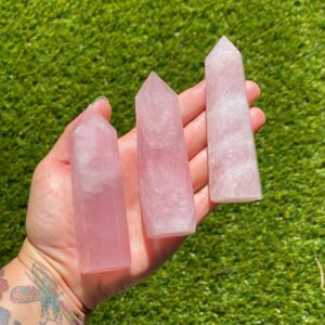 Rose Quartz Crystal Tower: Pink Healing Generator Wand