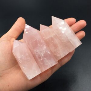 Rose Quartz Crystal Tower Point Pink Crystal Obelisk Standing Point Wand Meditation Tool Healing Reiki Crystal Grid Supply Generator Decor