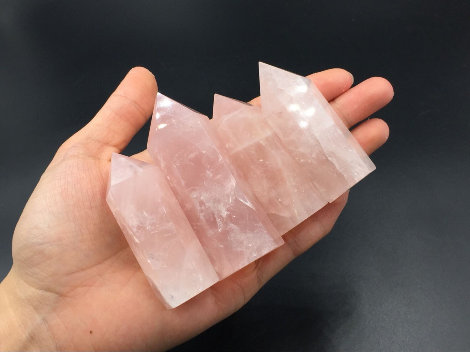 Rose Quartz Crystal Tower Point Pink Crystal Obelisk Standing Point Wand Meditation Tool Healing Reiki Crystal Grid Supply Generator Decor