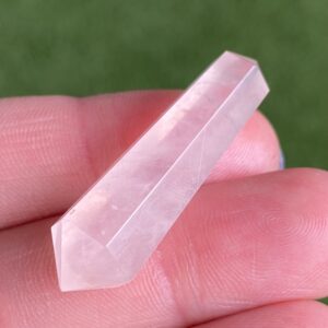 Double Terminated Rose Quartz Crystal Point: Hexagonal Tapered Gemstone