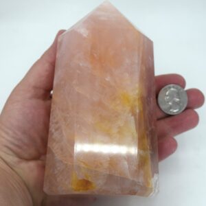 Large Golden Healer Rose Quartz Tower