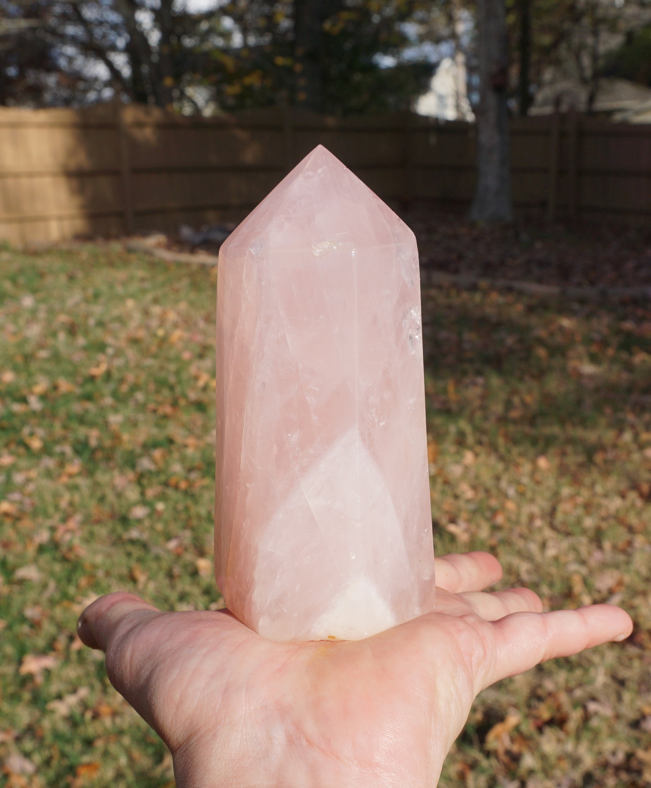 Large Rose Quartz Crystal Wand ~ Metaphysical ~ 4.7" X 2.2" X 1.9" ~ 1 Lb 1.5 Oz - Polished