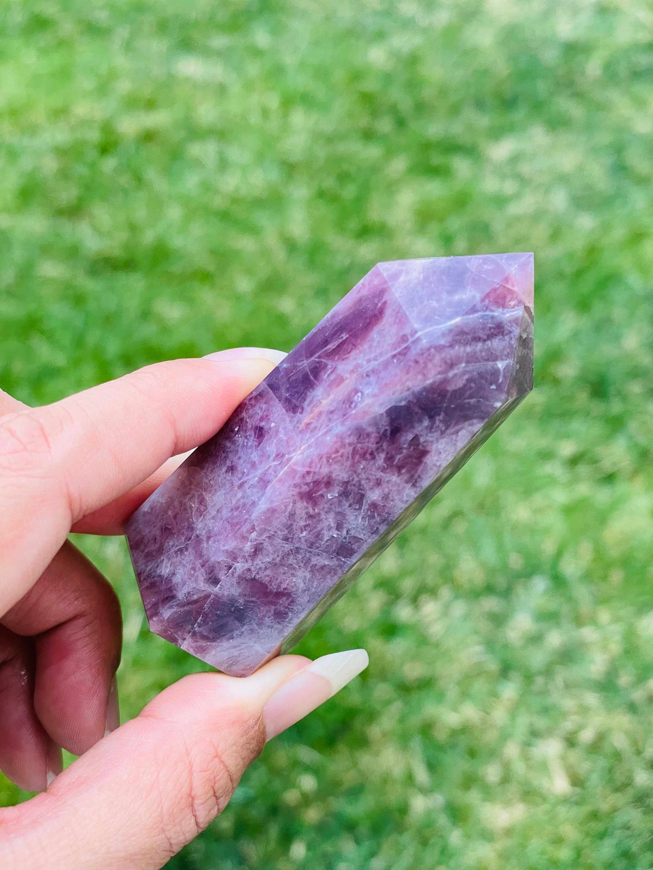 Lavender Rose Quartz Crystal Tower: Light Purple Gemstone (128.1g, 79*37mm)