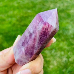 Lavender Rose Quartz Crystal Tower: Light Purple Gemstone Point (95g, 75*30mm)