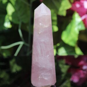 Pointed Pink Rose Quartz Obelisk Tower: Reiki Healing Crystal 155MM